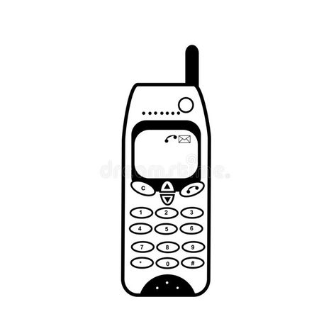 Old Classic Vintage Cellphone Or Mobile Phone Front View Retro Black And White Style Stock Vector - Illustration of wireless, retro: 193937223 Cellphone Tattoo, Old Phone Tattoo, Retro Phone Drawing, Old Phone Drawing, Retro Telephone Drawing, Vintage Telephone Drawing, Cellphone Illustration, Vintage Cellphone, Old School Telephone