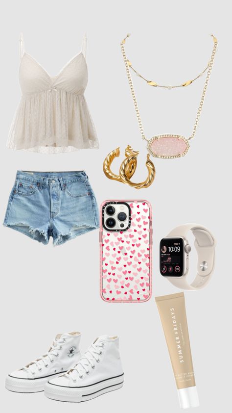 Denim Shorts Outfit Summer Aesthetic, Preppy Jean Shorts, Aesthetic Jean Shorts, Levi’s Shorts Outfit Aesthetic, Jean Shorts Outfit Aesthetic, Jean Shorts Outfit Coquette, Jean Shorts Outfit, Preppy Outfits For School, Shuffle Outfits