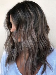 Brown Strands, Ash Gray Hair Color, Ash Brown Hair Color, Ash Hair, Ash Brown Hair, Ash Hair Color, Silver Blonde, Brunette Balayage Hair, Brunette Color