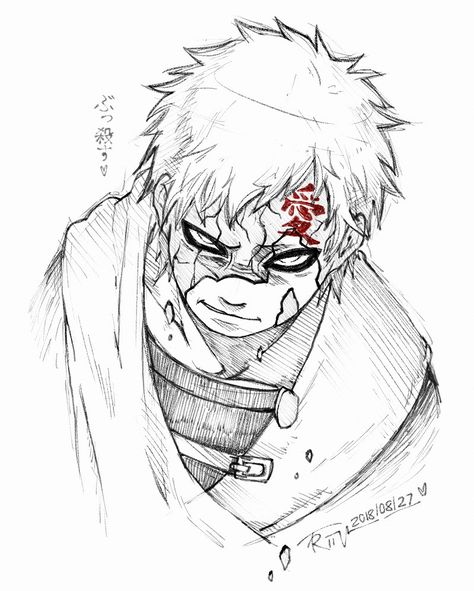 Gaara | Naruto Manga Black And White, Naruto Sketch Drawing, Naruto Tattoo, Naruto Sketch, Naruto Gaara, Anime Drawing Books, Naruto Drawings, Naruto Shippuden Sasuke, Anime Tattoos