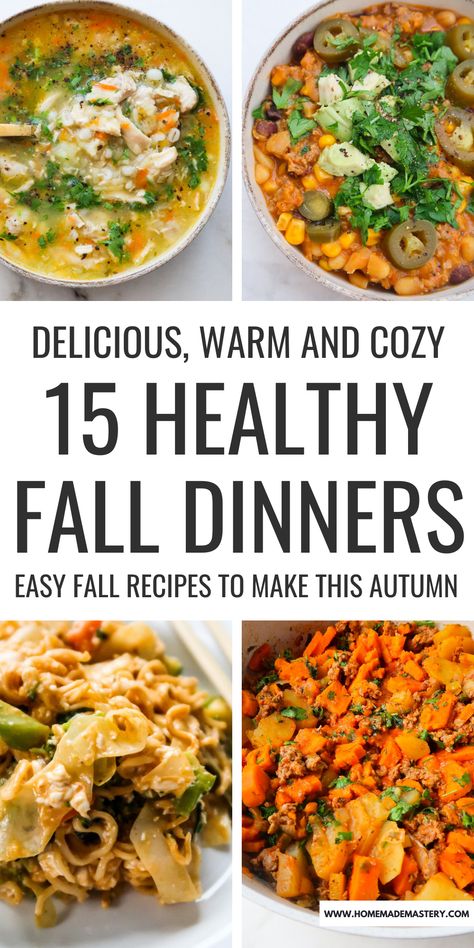 Easy Fall Dinner Recipes For Two, Easy Fall Recipes Dinner Healthy, Easy Healthy Fall Meals, Best Fall Meals, Low Carb Fall Dinners, Easy Dinner Recipes Fall, Autumn Meals Dinners, Fall One Pot Meals, Low Calorie Fall Dinners