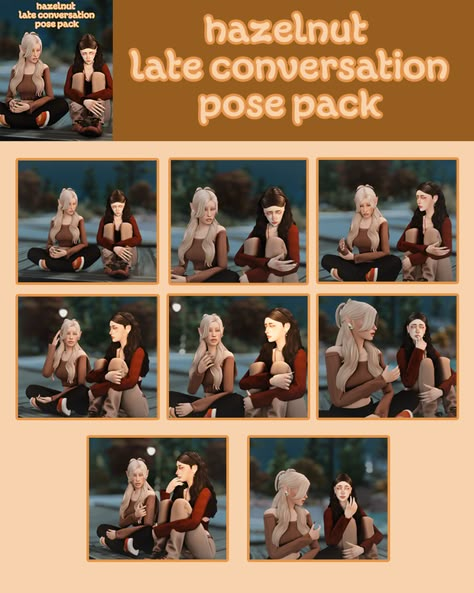 [HNT] late conversation - pose pack .ᐟ | Patreon Sims 4 High School Poses, Sims 4 Office Poses, Sims 4 Conversation Poses, Sims 4 Poses, Friends Pose, Sims Poses, 4 Poses, 4 Friends, Sims 4 Mm Cc