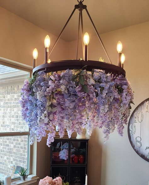 Wisteria Canopy Bed, Lavender And Periwinkle Wedding, Wisteria Decorations, Wisteria Room Decor, Lavender Chandelier, Wisteria Wedding Decor, Deepavali 2024, Wisteria Ceiling, Wisteria Chandelier