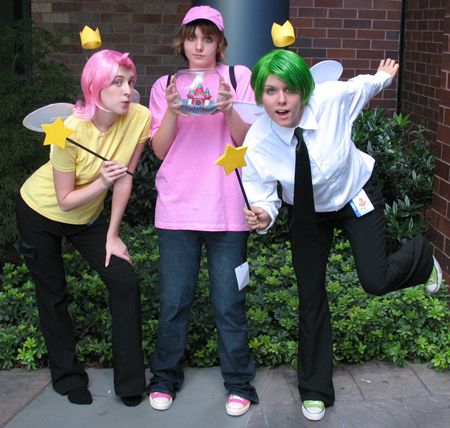 Trio Cosplays Ideas, Fairly Odd Parents Costume Family, Trio Cosplay Ideas, Three Person Costumes, Trio Cosplay, Costumes For Three People, Fairly Odd Parents Costume, Vsco Halloween, Wanda Costume