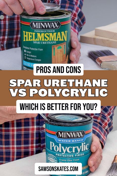 Looking for the best finish for your woodworking project? Check out my comprehensive comparison of spar urethane vs Polycrylic to learn which is right for you! Discover the differences in durability, best uses, and more. Spar Urethane, Protection Crystals, Woodworking Project, Shop Ideas, Saws, Pros And Cons, Are You The One, Diy Furniture, To Learn