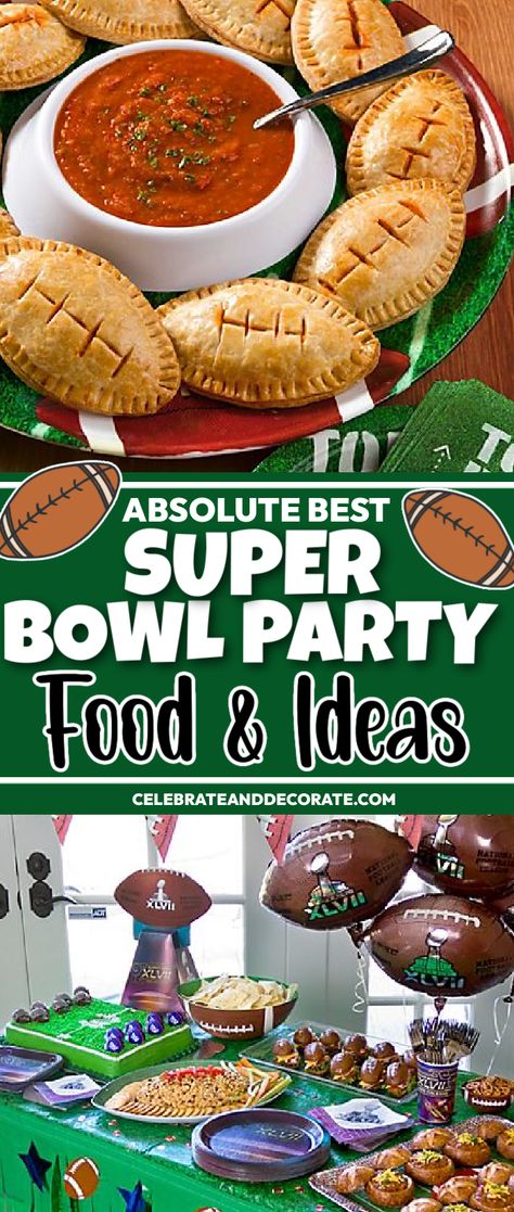 Here's how to throw the best Super Bowl party ever! From football recipes, to fun Game Day decorations! Super Bowl Party Decor, Easy Football Snacks, Game Party Ideas, Game Day Decorations, Super Bowl Party Ideas, Football Recipes, Superbowl Party Decorations, Mini Hot Dogs, Football Snacks