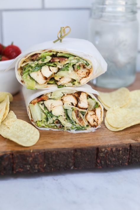 Grilled Chicken Caesar Wrap Ceasar Wrap Recipes, Grilled Chicken Caesar Wrap, Chicken Caesar Salad Wrap, Chicken Caesar Wrap Recipe, Homemade Caesar Salad, Grilled Chicken Caesar, Chicken Caesar Salad Wraps, Caesar Salad Wrap, Caesar Wrap