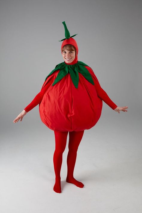 Tomato Halloween Costume, Vegetable Halloween Costume, Diy Tomato Costume, Devils Lettuce Costume, Fruit Halloween Costumes Diy, Blueberry Costume, Fruit Halloween Costumes, Weird Costumes, Tomato Costume