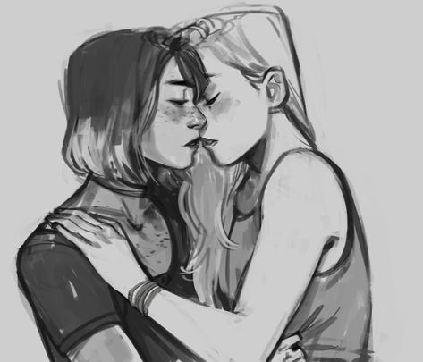 WATCHING STARS COLLIDE Lesbian Couple Reference Drawing, Lesbian Warrior Drawing, Lesbian Sketching Anime, Cute Drawings Of Lesbian Couple, Lesbian Drawn Sketch, Lesbian Art, Gay Aesthetic, Queer Art, Lgbt Art