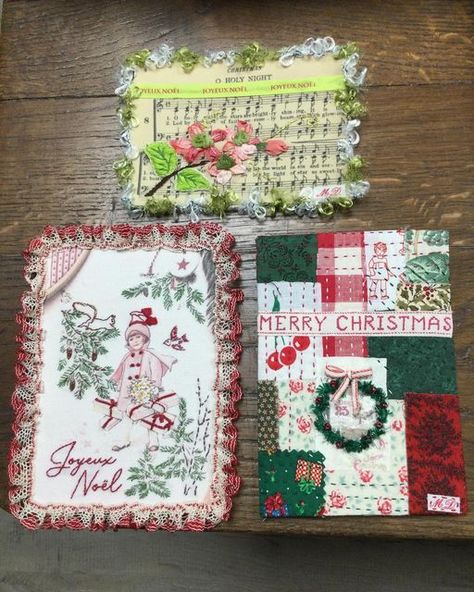 Quilt Tags, Christmas Textiles, Christmas Stitchery, Christmas Applique, Books Paper, Fabric Journals, Prayer Flags, O Holy Night, Fabric Collage