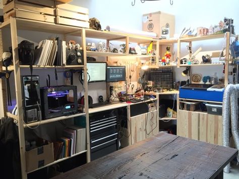 Massive IKEA IVAR Workstation - IKEA Hackers Ikea Workstation, Printer Desk, Hackers Ikea, Ikea Linnmon, Printer Cabinet, Ikea Shopping, Hack Ikea, Ikea Ivar, Garage Organization Diy