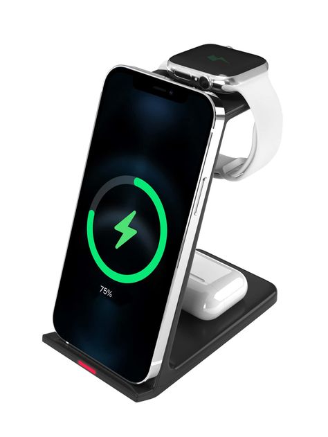 Black  Collar  ABS  Wireless Charger Embellished   Cell Phones & Accessories 3 In 1 Wireless Charger, Angel Wallpaper, Iphone Organization, Electronic Toys, 3 In One, Wireless Charger, Phones Accessories, Maternity Bag, Beauty Health