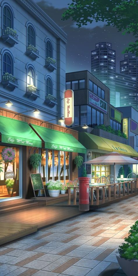 Anime City Background, Anime House, الفن الرقمي, Episode Interactive Backgrounds, Anime Places, Episode Backgrounds, Anime City, Cool Pictures For Wallpaper, Scenery Background