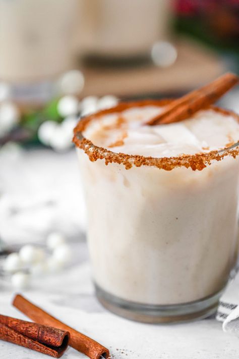 Festive Spiked Butterscotch Eggnog — Honest Grub, Honest Foodie Dairy Free Egg Nog, Christmas Eggnog, Spiked Eggnog, Easy Main Dishes, After Dinner Drinks, Eggnog Recipe, Egg Nog, Festive Cocktails, Holiday Cocktail