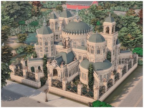 The Sims Resource - MM The Brownstone Palace Sims 4 Cullen House, Sims 4 Cruise Ship, Sims 4 Castle Base Game, Sims 4 Mega Mansion, Library Exterior Architecture, Sims 4 Cc Castle Decor, Sims 4 Palace Cc, Sims 4 Medieval Castle, Sims Mansion Floor Plans