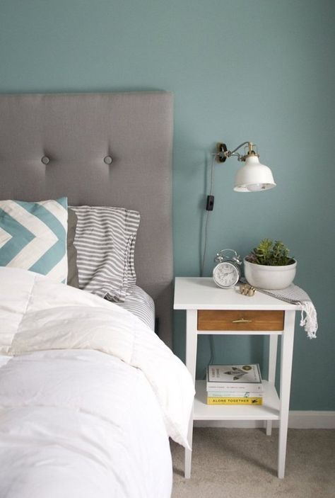 Before & After: IKEA Hemnes Nightstand Gets an Inventive Upgrade-After painted and Anthropologie pulls Ikea Hemnes Nightstand, Ikea Hack Nightstand, Ikea Nightstand Hack, Hemnes Nightstand, Ikea Hack Bedroom, Ikea Nightstand, Teal Rooms, Ikea Hemnes, Diy Furniture Projects