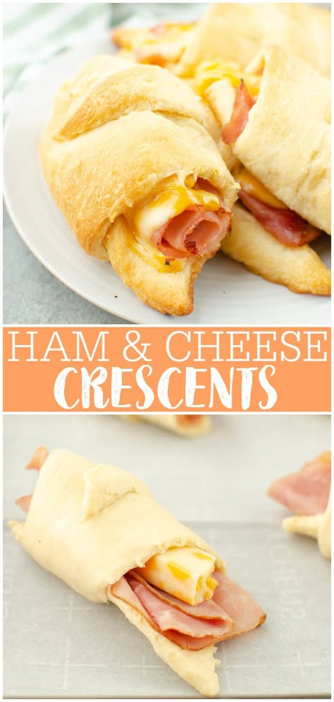 Ham And Cheese Crescent Rolls, Ham And Cheese Crescent, Cheese Crescent Rolls, After School Snack, Roll Recipes, Ham Cheese, Dinner Bell, School Snack, Quick Lunch