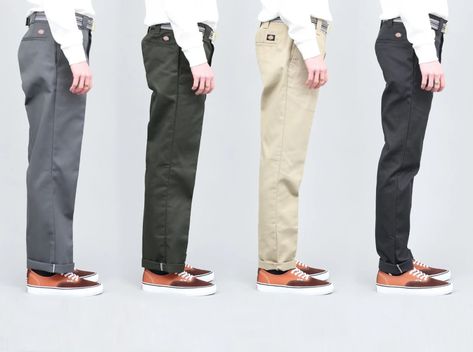 Dickies Fit Guide - How 803, 872, 873 and 874 Work Pants Fit? – Slam City Skates Dickies 874 Outfit, Dickies Outfits Men, Dickies Outfit, Dickies Style, Dickie Work Pants, Dickies 874, Skate Style, Dickies Pants, Pants Fit