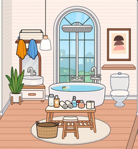 Free to use but pls give credit <3 Bohemian House Aesthetic, House Aesthetic Bathroom, House Aesthetic, Aesthetic Bathroom, Bohemian House, Paper House, House Bathroom, House Ideas