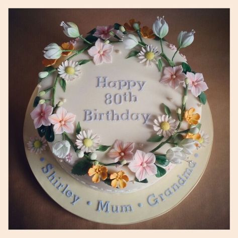 Floral 80th Birthday Cake 80th Birthday Cake For Grandma For Women, Happy 80th Birthday Cake, 80th Birthday Cakes For Women, 80 Birthday Cake Woman, Ladies 80th Birthday Cake, 80th Birthday Cake For Grandma, 80th Birthday Cake Garden Theme, 80th Birthday Cake, Birthday Cake For Women Simple