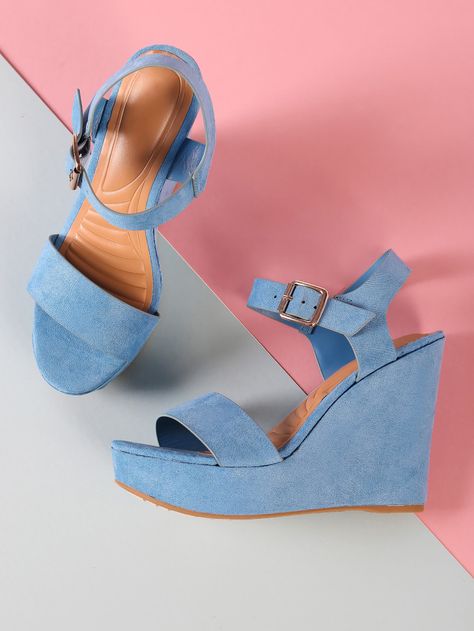 Graduation Shoes, Blue Wedge Sandals, Wedding Shoes Platform, Women Wedges, Blue Wedges, Elegant Branding, Platform Wedge Sandals, Platform Wedge, Womens Wedges