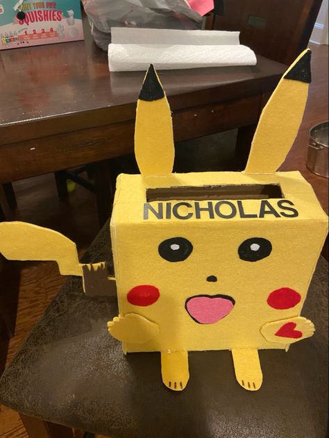 Pokémon Valentines, Pokemon Valentine, Kids Valentine Boxes, Valentine Boxes, Valentine Mailbox, Valentine Box, School Project, Box Ideas, Valentines For Kids