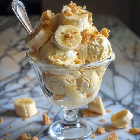 Banana Pudding Ice Cream is a delightfully creamy and rich treat that’s swirled with chunks of ripe bananas, vanilla wafers, and a hint of vanilla pudding flavor. It’s not overly sweet either. I think it’s a perfect summertime dessert, and if you’re not a fan of bananas, feel free to adjust the recipe. It will still be undeniably delicious! If you’re looking for a light & airy dessert that’s not overly sweet, you’ve come to the right place. When you make a creamy ice cream base and pair it ... Peach Cobbler Cinnamon Rolls, Banana Pudding Ice Cream, Creamy Ice Cream, Pudding Flavors, Pudding Ice Cream, Lunch Appetizers, Ice Cream Base, Wafer Cookies, Cream Base