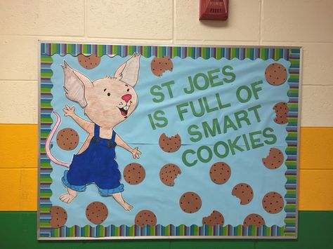 If You Give a Mouse a Cookie. Bulletin board for reading night. Kindness Bulletin Boards Preschool, Laura Numeroff Classroom Decor, If You Give A Mouse A Cookie Classroom Theme, If You Give A Mouse A Cookie Classroom Decor, If You Give A Mouse A Cookie Door Decoration, If You Give A Mouse A Cookie Bulletin Board, Cookie Bulletin Board Ideas, Smart Cookie Bulletin Board, If You Give A Mouse A Cookie