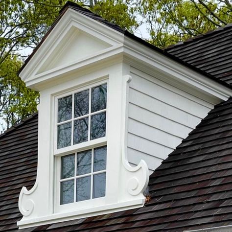 BORIES & SHEARRON ARCHITECTURE on Instagram: "PHILADELPHIA DORMER: When a single dormer does all the work of style and presence on a facade; or accents the center in a group, it can require a little extra." Dormer Nursery, Adding Dormers To A House, Dormer Styles, Dormer Design, Dormer Window Ideas, Cape Cod House Exterior, Dormer Window, Hampton Home, Church House