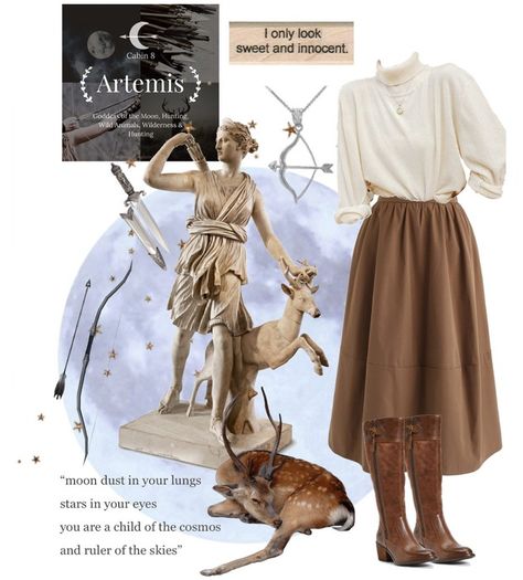 Cabin 8- Artemis Outfit | ShopLook Artemis Inspired Outfits, Artemis Outfit, Artemis Aesthetic, Artemis Greek Goddess, Pjo Cabins, Apollo Cabin, Hunter Of Artemis, Percy Jackson Outfits, Artemis Goddess