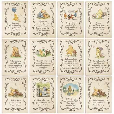 Winnie The Pooh Baby Shower Table Decor, Winnie The Pooh Baby Shower Games, Winnie The Pooh Baby Shower Ideas Decoration, Vintage Winnie The Pooh Party, Winnie The Pooh Centerpieces, Pooh Centerpieces, Baby Shower Winnie The Pooh, Storybook Baby Shower, Nursery Decor Prints