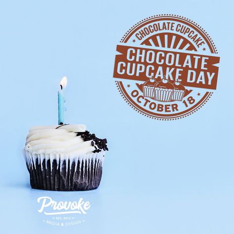 Today's "National Day" is a goodie because what is more delicious than a chocolate cupcake? It's basically a mini chocolate cake with creamy frosting on it. We apologize in advance if this makes you go to a local cupcake peddler to hook yourself up! #GetProvoked #ChocolateCupcakeDay #Treats #SupportLocal #Business #NomNom #Yummy #DigitalMarketing #Designer #foodie #Tasty #BurlOn #HamOnt Mini Chocolate Cake, Cupcake Day, Cake Day, Chocolate Cups, National Day, Chocolate Cupcakes, Nom Nom, Chocolate Cake, Frosting