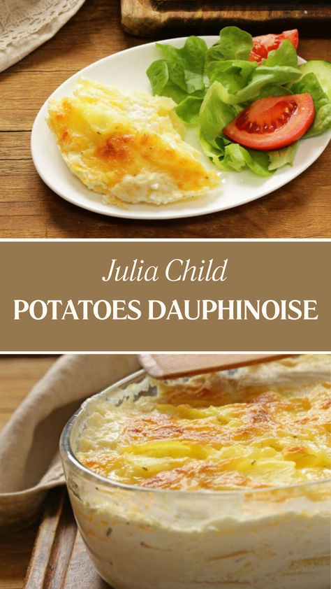 Julia Child Potatoes Dauphinoise Julia Childs Scalloped Potatoes, Julia Childs Potato Gratin, Shredded Potato Gratin Julia Child, Duchess Potatoes Casserole, Domino Dauphinoise Potatoes, Potato Dolphinoise Recipe, Julia Childs Shredded Potato Gratin, Potatoe Dauphin, Julia Childs Mashed Potatoes