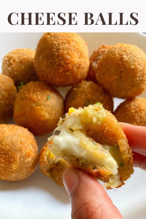 Crispy Veg, Cheese Balls Recipe, Potatoes And Corn, Potato Balls, Cheese Corn, Potato Cheese, Party Starters, Cheese Ball Recipes, Cheese Balls