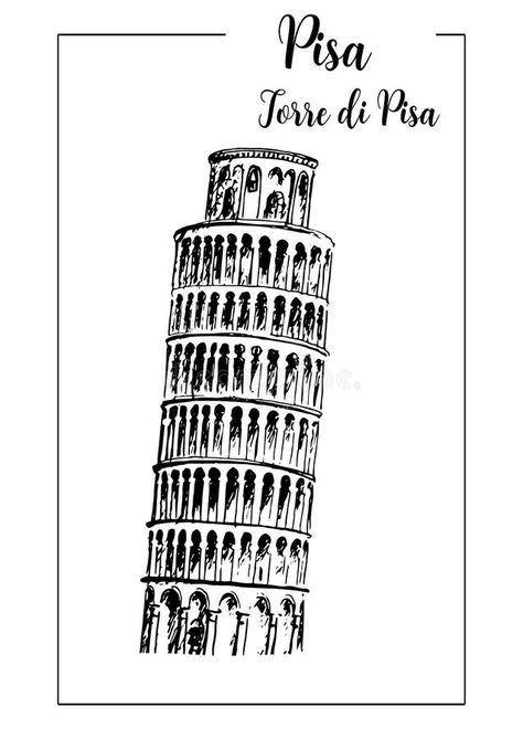 Leaning Tower of Pisa, bell tower. vector sketch. Pisa royalty free illustration Tower Of Pisa, Pencil Shading, Bell Tower, Vector Sketch, Saved Pins, Free Illustration, Sketches Easy, Free Illustrations, Leaning Tower