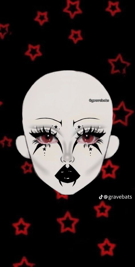 Goth Makeup Ideas Tutorials, Drawn Makeup Looks, Goth Makeup Inspo Drawing, Red Trad Goth Makeup, Goth Makeup Drawing, Rock Concert Makeup Ideas, Christmas Goth Makeup, Goth Makeup Ideas Drawing, Goth Makeup With Glasses