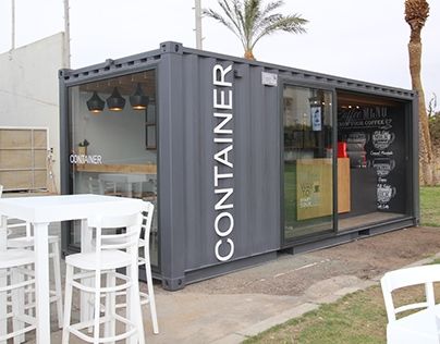 Container Shipping Container Restaurant, Shipping Container Cafe, Coffee Shop Counter, Container Coffee Shop, Modern Coffee Shop, Container Restaurant, Shop Exterior, Mobile Coffee Shop, Container Cafe