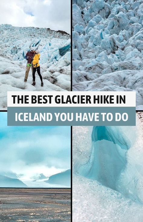 Hiking a glacier in Iceland is one of the coolest things to do in Iceland! This is FOR SURE the best glacier hike in Iceland (in Vatnajokull National Park, near Skaftafell, on the Falljokul glacier arm) for several reasons that are discussed in detail in the post, eg you'll get a super up close and personal look at the glacier in a small group. Read about everything you need to know before you go in the article. This is definitely a must do activity and adventure in Iceland! Visit Iceland Bucket List, Skaftafell Iceland, Iceland Travel Itinerary, Iceland Hiking, Iceland Glacier, Things To Do In Iceland, Beginner Hiking, Travel Europe Cheap, Iceland Travel Guide