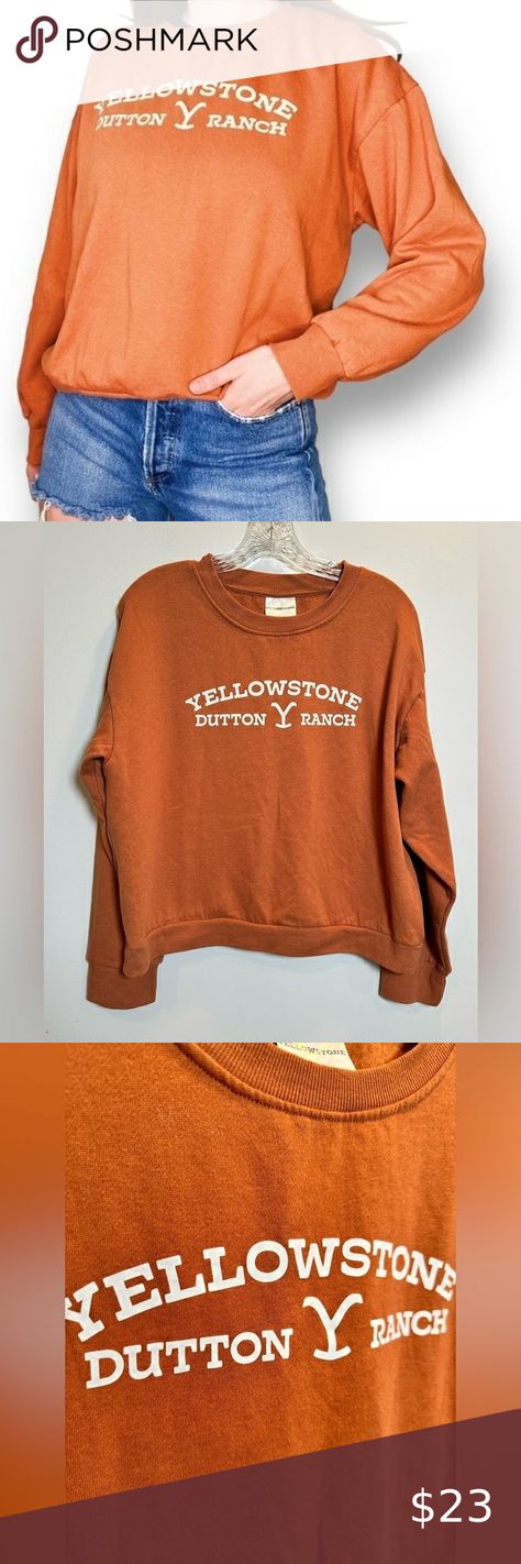 鸞 Yellowstone Dutton Ranch Long Sleeve Crewneck Sweatshirt Orange Rust Size L Yellowstone Dutton Ranch, Dutton Ranch, Rust Color, Crewneck Sweatshirt, Rust, Crew Neck Sweatshirt, Crew Neck, Plus Size, Orange