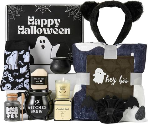 Amazon.com: Boo Basket Gifts for Women Teen Girls, Boo Basket Stuffer With Witch Brew Mug Boo Throw Blanket Scented Candle Relaxing Sap Gifts for Family Friends : Home & Kitchen Toy Gift Baskets, Halloween Brew, Witch Brew, Basket Gifts, Spa Items, Girlfriend Surprise, Boo Basket, Halloween Party Diy, Relaxation Gifts