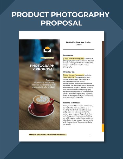 Product Photography Proposal Template Product Proposal Template, Coffee Places, Proposal Template, Business Proposal, Template Google, Proposal Templates, Apple Mac, Google Docs, Photography Services