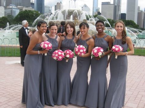 gray pink wedding dresses Bouquets, Bridesmaid Dresses, Grey, Dresses