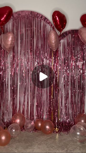 Giselle | Fashion & Style blog on Instagram: "How I made my Valentine’s Day party backdrop…👇🏽 🌹First of all, you can make this backdrop for ANY party. Just change up the foil and balloon colors! 🌹I ordered the arches and foil curtains from @amazon. The arches came in a set of two but you can also get a single one. 🌹The foil curtains come with an adhesive but I suggest you use packing tape to make sure they stay on. Fun fact, I taped mine on a week before the party and they stayed on the entire time! 🌹I got a bunch of balloons from @partycity and @dollartree for added contrast. 🌹Lastly, I decorated my bar cart with props for some fun pics. Save for your next party! 🎉 Thanks @myfourwonders for the inspo!! #partybackdrop#valentinesparty#partydecor" Giselle Fashion, Foil Backdrop, Bunch Of Balloons, Balloon Colors, My Bar, Foil Curtain, Curtain Backdrops, Fun Pics, Party Backdrop