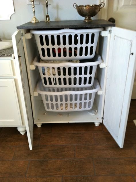 7 DIY Projects for Renters » Apartment Living Blog » ForRent.com : Apartment Living Basket Dresser, Laundry Basket Dresser, Basket Storage, Laundry Room Storage, Laundry Mud Room, Cleaning Organizing, Household Hacks, Apartment Living, Organization Hacks