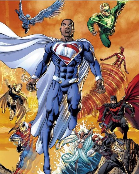 Earth 2 justice league Nicola Scott, Val Zod, Black Heroes, Black Superheroes, Justice Society, Comics Anime, Superman Art, Univers Dc, Black Comics