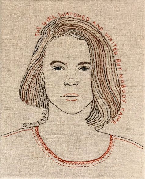 Free Motion Embroidery Applique, Portrait Embroidery, Embroidered Portrait, Textile Art Embroidery, Contemporary Embroidery, Free Motion Embroidery, Thread Art, Textile Artist, Simple Embroidery