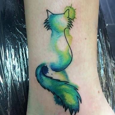 Green Watercolor Tattoo, Patronus Tattoo, Tattoos On Back, Blue Ink Tattoos, Blue Green Watercolor, Tattoo On Back, Tattoo Background, Blue Tattoo, Arrow Tattoo