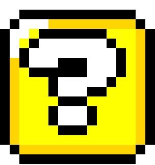 Mystery block from Mario Super Mario Mystery Blocks, Mario Mystery Block, Pixel Art Arcade, Mario Question Mark, Mario Block, Mario Question Block, Pixel Items, Arai Helmets, Super Mario World