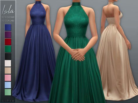 Sifix's Isla Gown Sims Clothes, Sims 4 Mm Cc, Sims 4 Game Mods, Formal Wear Women, Sims 4 Dresses, Look Formal, Sims 4 Mm, Sims Four, Sims4 Clothes