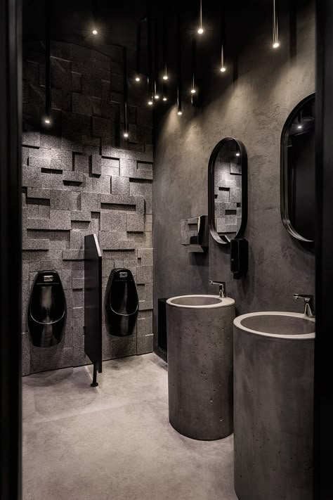 Black Wc, Modern Pedestal Sink, Wash Basin Design, Bathroom Inspo Interior Design, Toilet Restaurant, Wc Design, Ukraine 2022, Restaurant Bathroom, Diy Bathroom Makeover